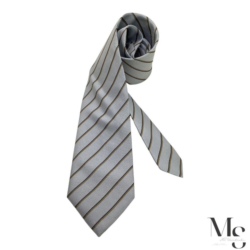 ARMANI COLLEZIONI Light Blue Striped Silk Tie Made In Italy W: 2.25" EX COND